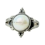 BCM JEWELRY Solid 925 Sterling Silver Ring For Men & Women, Genuine Pearl Ring Gemstone Unique Handcrafted Ring For Her Or Him