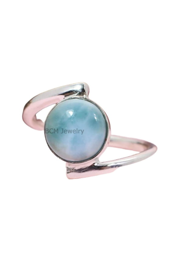 Solid 925 Sterling Silver Ring For Unisex, Genuine Larimar Ring Gemstone Unique Handcrafted Ring For Her Or Him