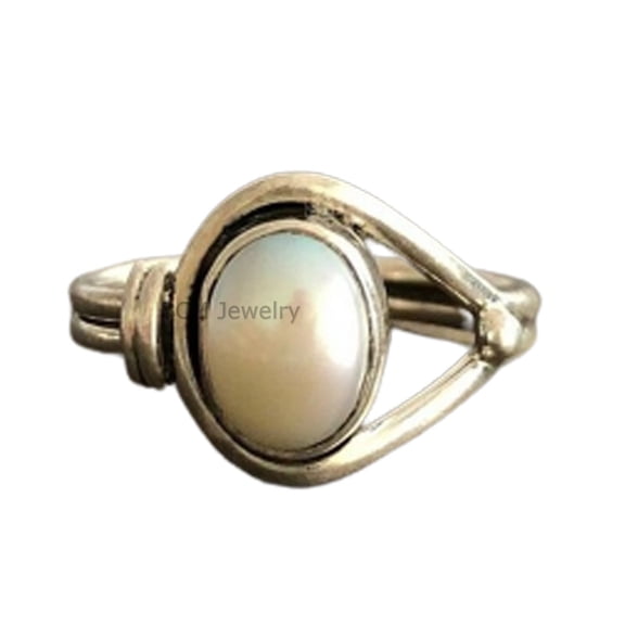 Solid 925 Sterling Silver Ring For Unisex, Natural Pearl Ring Gemstone Unique Handcrafted Ring For Her Or Him