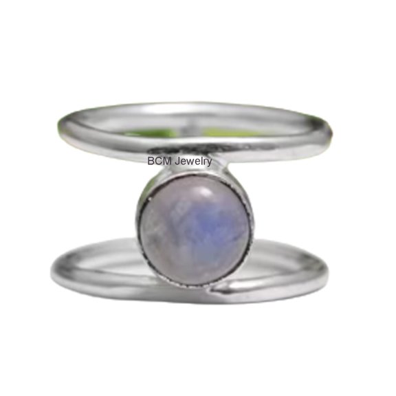 Solid 925 Sterling Silver Ring For Women & Men, Natural Moonstone Ring Gemstone Unique Handcrafted Ring For Her Or Him