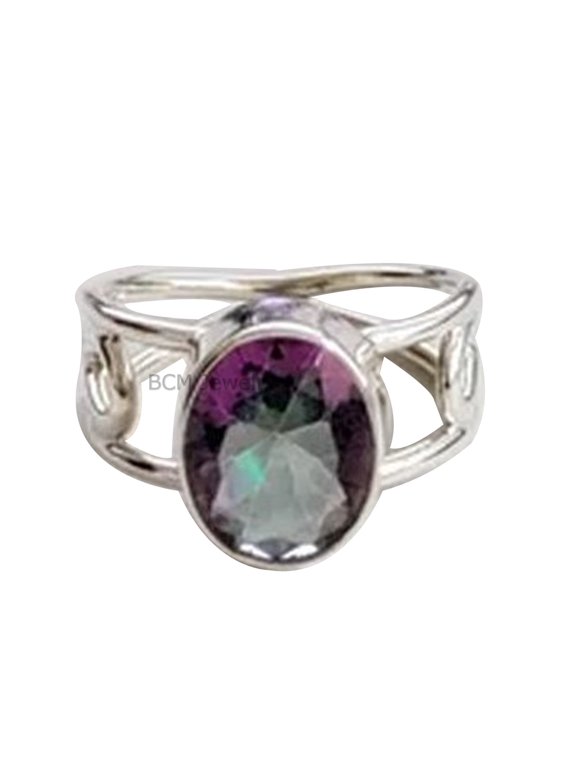 Solid 925 Sterling Silver Ring For Women & Men, Natural Mystic Quartz Ring Gemstone Unique Handcrafted Ring For Her Or Him