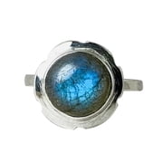 Solid 925 Sterling Silver Ring For Womens, Genuine Labradorite Ring Gemstone Unique Handcrafted Ring For Her