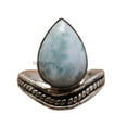 thumbnail image 1 of Solid 925 Sterling Silver Ring For Womens, Larimar Ring Gemstone Unique Handcrafted Ring For Her, 1 of 6