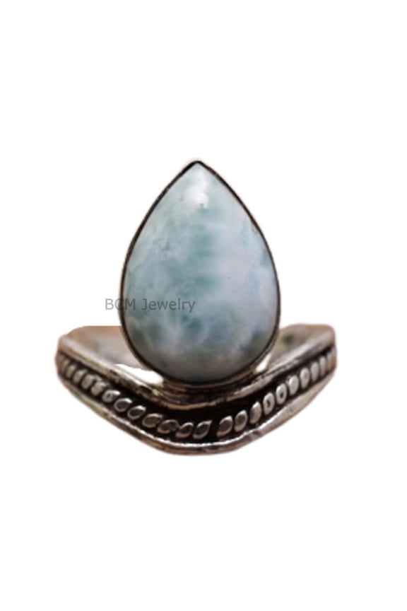 Solid 925 Sterling Silver Ring For Womens, Larimar Ring Gemstone Unique Handcrafted Ring For Her