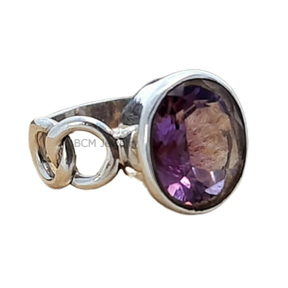 Solid 925 Sterling Silver Ring For Womens, Natural Amethyst Ring Gemstone Unique Handcrafted Ring For Her