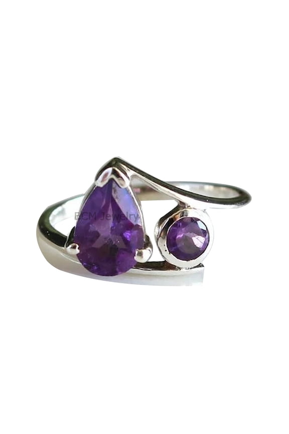 Solid 925 Sterling Silver Ring For Womens, Natural Amethyst Ring Gemstone Unique Handcrafted Ring For Her