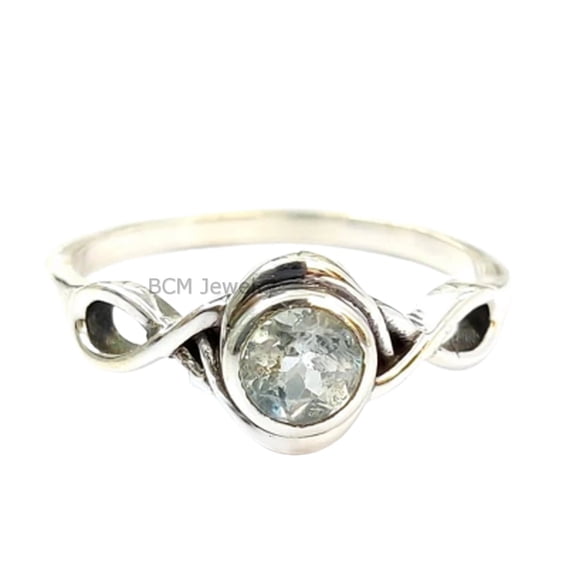 Solid 925 Sterling Silver Ring For Womens, Natural Blue Topaz Ring Gemstone Unique Handcrafted Ring For Her