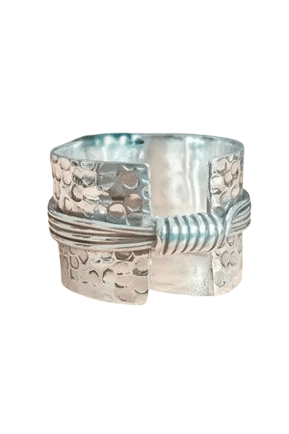 Solid 925 Sterling Silver Ring Wide Band Ring Handmade Fidget Ring For Women J13