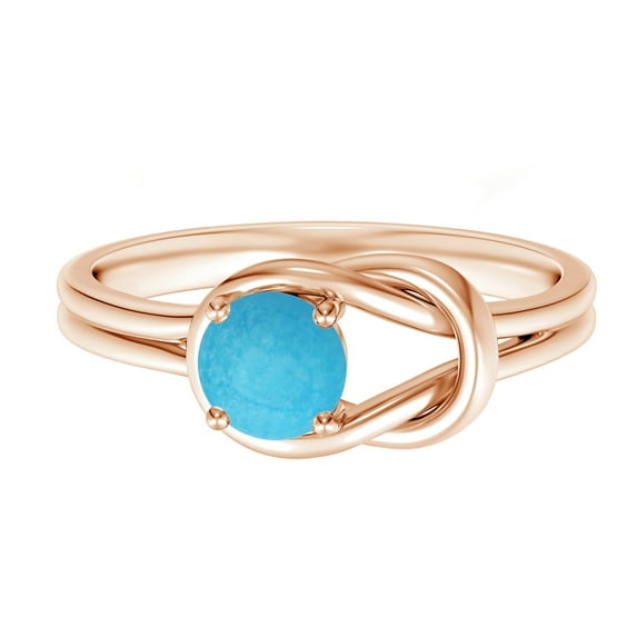 Solid 925 Sterling Silver Round 0.50 Ctw Turquoise Rose Plated Stackable Women Ring GIFT FOR HER