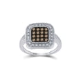 thumbnail image 1 of Solid 925 Sterling Silver Round Chocolate Brown Diamond Framed Cluster Engagement Wedding Anniversary Ring Band 1/5 Ct. - Size 8, 1 of 2