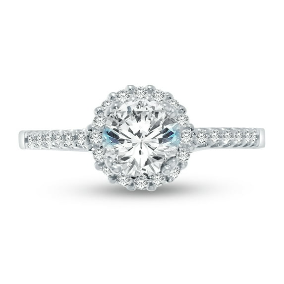 Solid 925 Sterling Silver Round Cut Crown Halo Solitaire Engagement Ring CZ Cubic Zirconia (1.50cttw., 1.0ct. Center) , Size 6.5