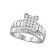 thumbnail image 1 of Solid 925 Sterling Silver Round Diamond Rectangle Cluster Bridal Wedding Engagement Ring Band 3/4 Ct. - Size 7.5, 1 of 2