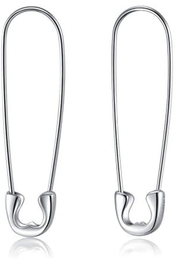 Solid 925 Sterling Silver Safety Pin Earrings Hoop For Women Teens Paperclip Earrings Hoop Pin Cartilage Earrings[Z1]