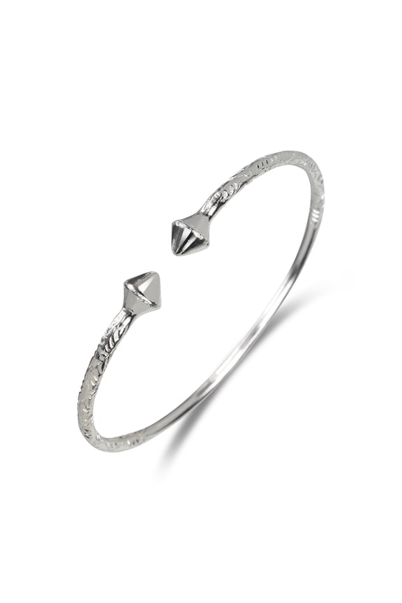 Solid .925 Sterling Silver Slim Cone West Indian Bangle, 1 piece