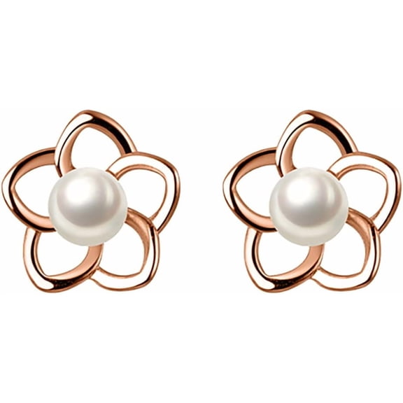 Solid 925 Sterling Silver Small Pearl Flower Earrings Studs For Women Teens Unique Petite Flower Studs Earrings[Z1]