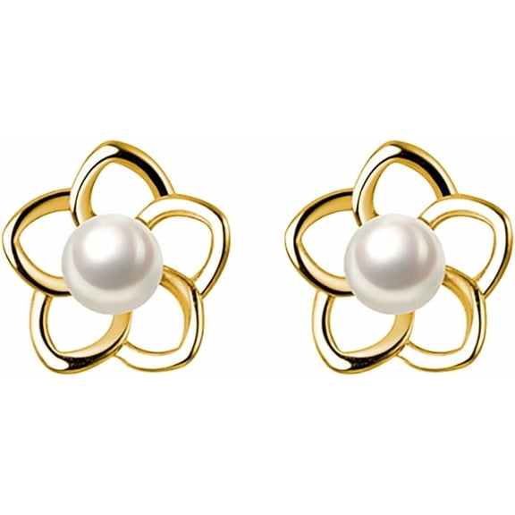 Solid 925 Sterling Silver Small Pearl Flower Earrings Studs For Women Teens Unique Petite Flower Studs Earrings[Z1]