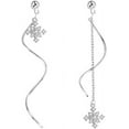 thumbnail image 1 of Solid 925 Sterling Silver Snowflake Earrings Dangle for Women Teens Snowflake Dangle Earrings Chain, 1 of 7