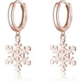 thumbnail image 1 of Solid 925 Sterling Silver Snowflake Hoop Earrings for Women Teens Frozen Flower Hoop Earrings Winter Christmas Earrings, 1 of 13