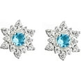 thumbnail image 1 of Solid 925 Sterling Silver Sparkling Blue Crystal Snowflake Earrings Stud for Women Teens Pretty Snowflake Stud Earrings, 1 of 7