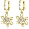 thumbnail image 1 of Solid 925 Sterling Silver Sparkling CZ Snowflake Hoop Earrings for Women Teens Snowflake Hoop Earrings Huggie Earrings Drop Christmas Gifts, 1 of 13