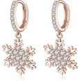 thumbnail image 1 of Solid 925 Sterling Silver Sparkling CZ Snowflake Hoop Earrings for Women Teens Snowflake Hoop Earrings Huggie Earrings Drop Christmas Gifts, 1 of 13