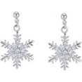 thumbnail image 1 of Solid 925 Sterling Silver Sparkling CZ Snowflake Studs Earrings for Women Teens Snowflake Earrings Studs, 1 of 7
