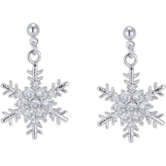 Solid 925 Sterling Silver Sparkling CZ Snowflake Studs Earrings for Women Teens Snowflake Earrings Studs