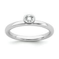 thumbnail image 1 of Solid 925 Sterling Silver Stackable 4mm Round White Topaz Ring Eternity Band Size 6, 1 of 6