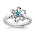 thumbnail image 1 of Solid 925 Sterling Silver Stackable Blue Topaz Flower Ring Eternity Band Size 6, 1 of 6