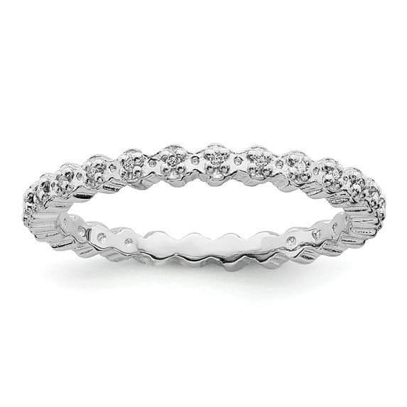 Solid 925 Sterling Silver Stackable Diamond Ring Eternity Band Size 8 (.08 cttw.)