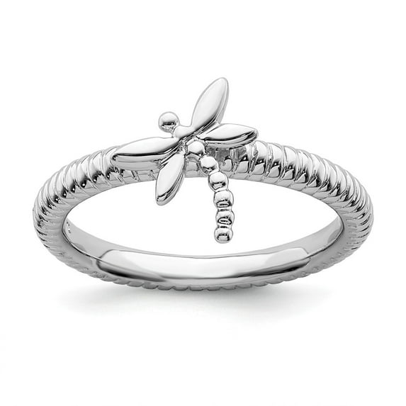 Solid 925 Sterling Silver Stackable Dragonfly Ring Eternity Band Size 9