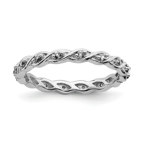 Solid 925 Sterling Silver Stackable White Topaz Ring Eternity Band Size 9
