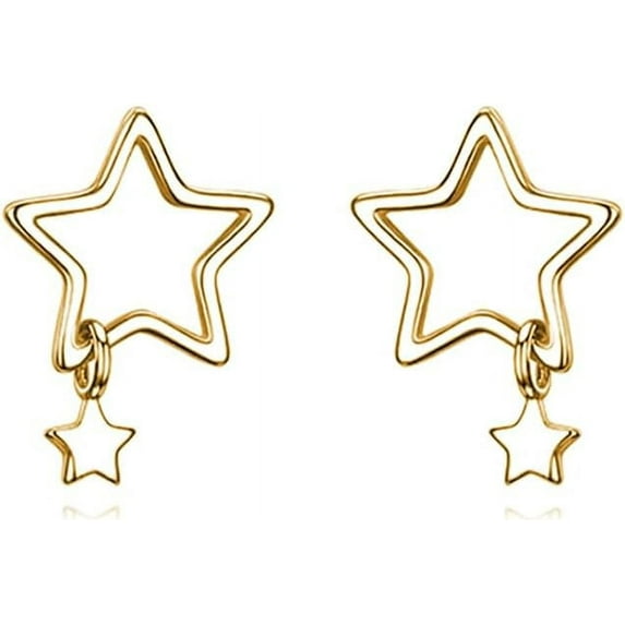 Solid 925 Sterling Silver Star Stud Earrings for Women Teens Star Post Stud Earrings Drops