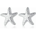 thumbnail image 1 of Solid 925 Sterling Silver Starfish Stud Earrings for Women Teens Beach Stud Earrings Sea Fish Earrings, 1 of 6