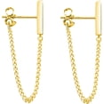 thumbnail image 1 of Solid 925 Sterling Silver Stud Earrings Minimalist Bar Earrings With Chain Dangle Earrings For Women[Z1995], 1 of 2