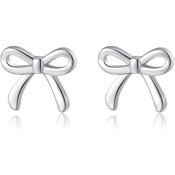 Solid 925 Sterling Silver Tiny Bow Earrings Stud for Women Teens Small Bowknot post Stud Earrings