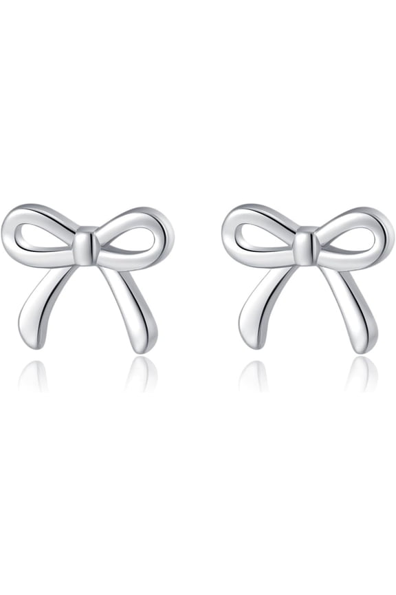 Solid 925 Sterling Silver Tiny Bow Earrings Stud for Women Teens Small Bowknot post Stud Earrings