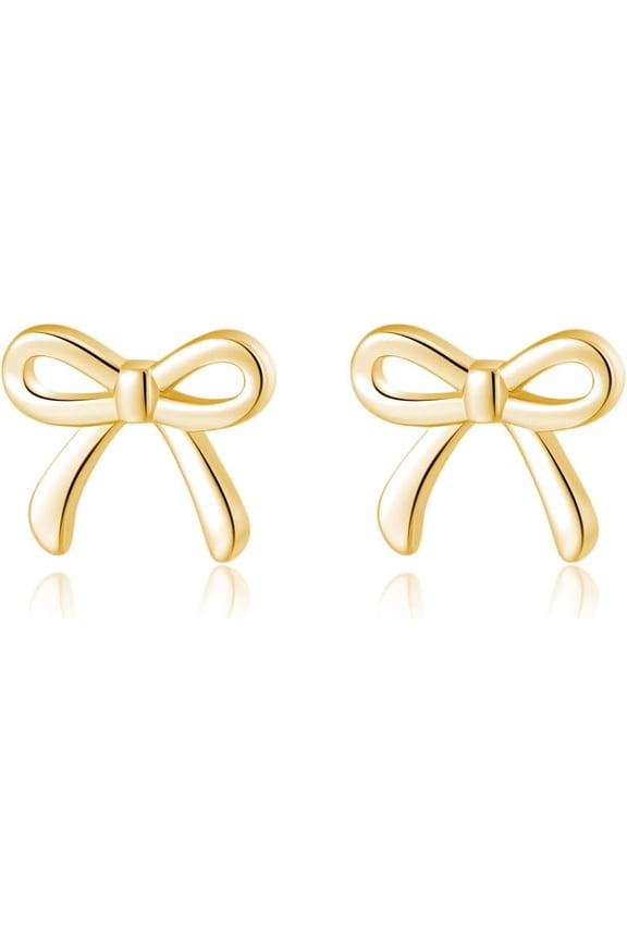 Solid 925 Sterling Silver Tiny Bow Earrings Stud for Women Teens Small Bowknot post Stud Earrings