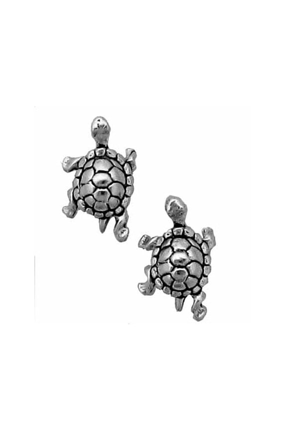 Solid .925 Sterling Silver Turtle Earrings with Hypoallergenic Posts and Backs Item #503