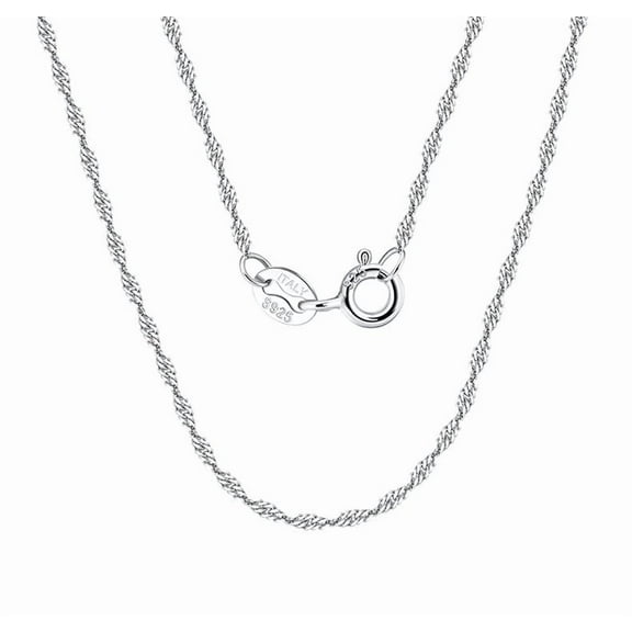 Solid 925 Sterling Silver Twisted Diamond Cut Snake Chain Singapore Necklace N7