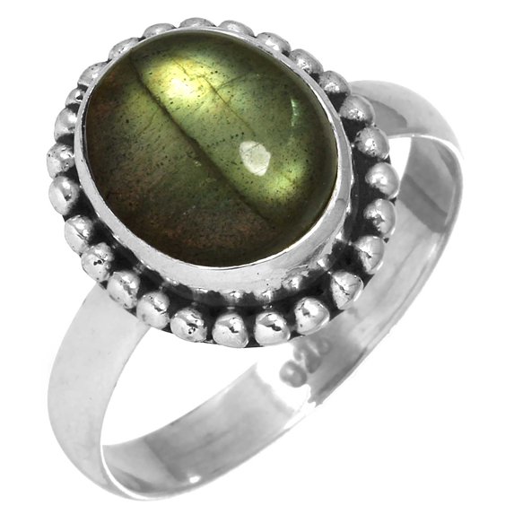 Solid 925 Sterling Silver Women Jewelry Natural Labradorite Ring
