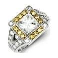 thumbnail image 1 of Solid 925 Sterling Silver Yellow and Clear CZ Cubic Zirconia Anniversary Ring Band Size 5.5, 1 of 3