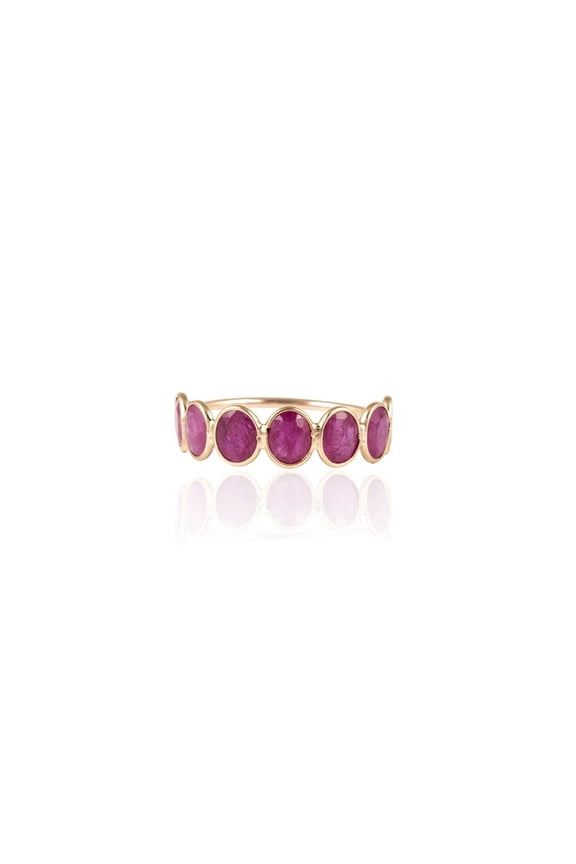 Solid 9K Yellow Gold Ring, Natural Ruby Rings, Gemstone Gold Ring, Eternity Band,Semi Precious Stone,Minimalist Gold Ring, Valentine Gifts