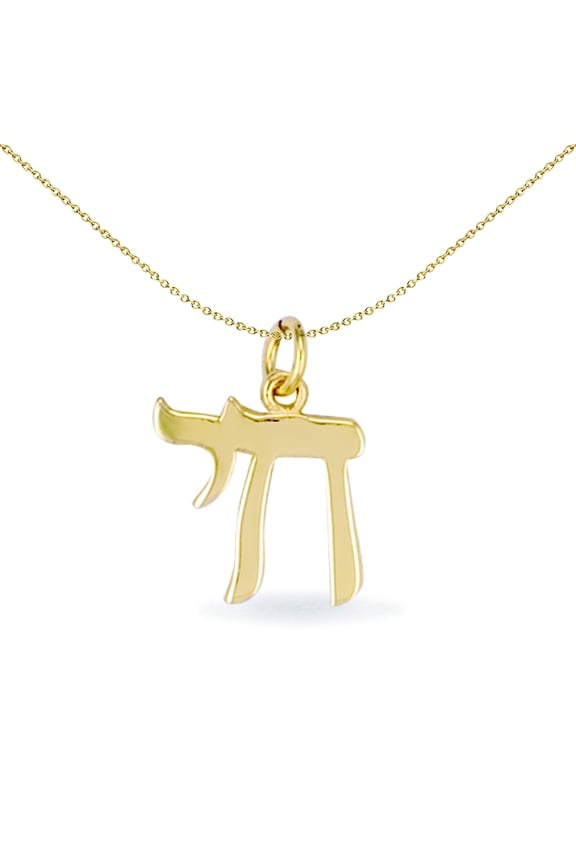 Solid 9ct Gold Jewelco London Hebrew Chai Life Charm Pendant