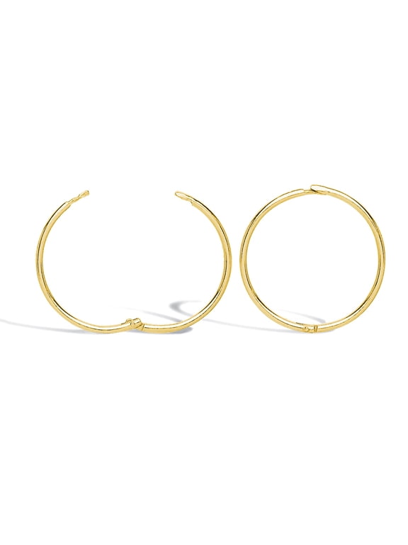 Solid 9ct Gold Jewelco London Hinged Sleeper 1mm Hoop Earrings 16mm