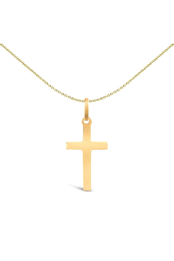 Solid 9ct Gold Jewelco London Plain Cross Pendant