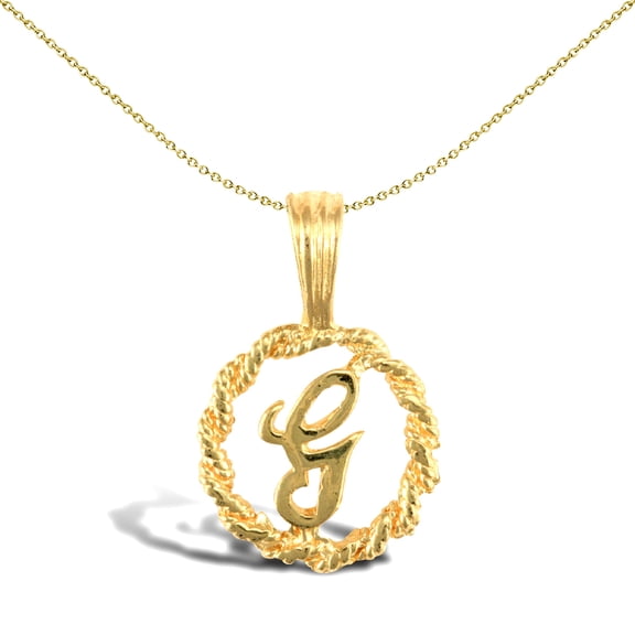 Solid 9ct Gold Jewelco London Rope Identity Initial Charm Pendant Letter G