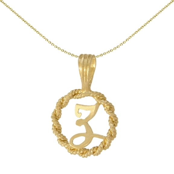 Solid 9ct Gold Jewelco London Rope Identity Initial Charm Pendant Letter Z