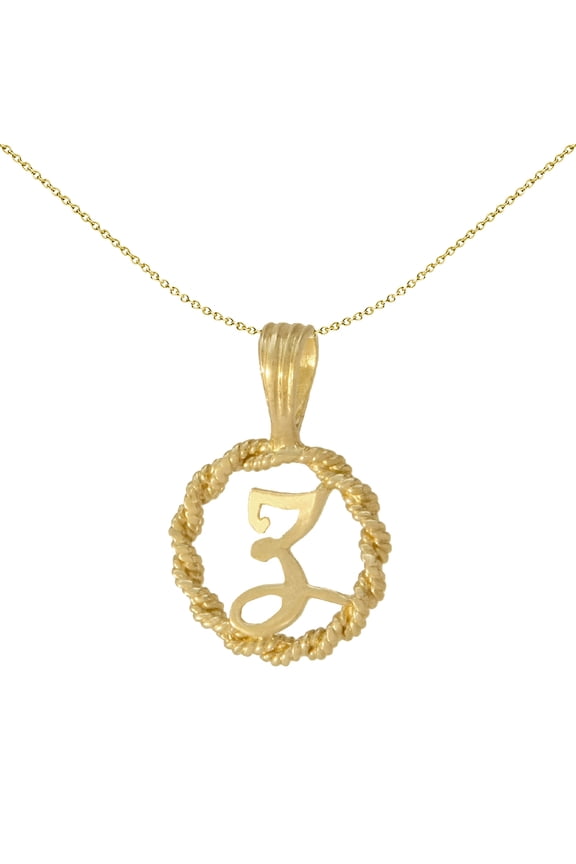 Solid 9ct Gold Jewelco London Rope Identity Initial Charm Pendant Letter Z