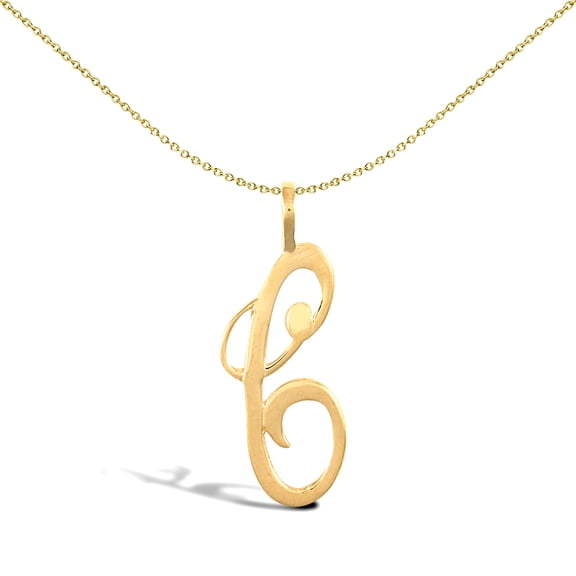 Solid 9ct Gold Jewelco London Script Identity Initial Pendant Letter C